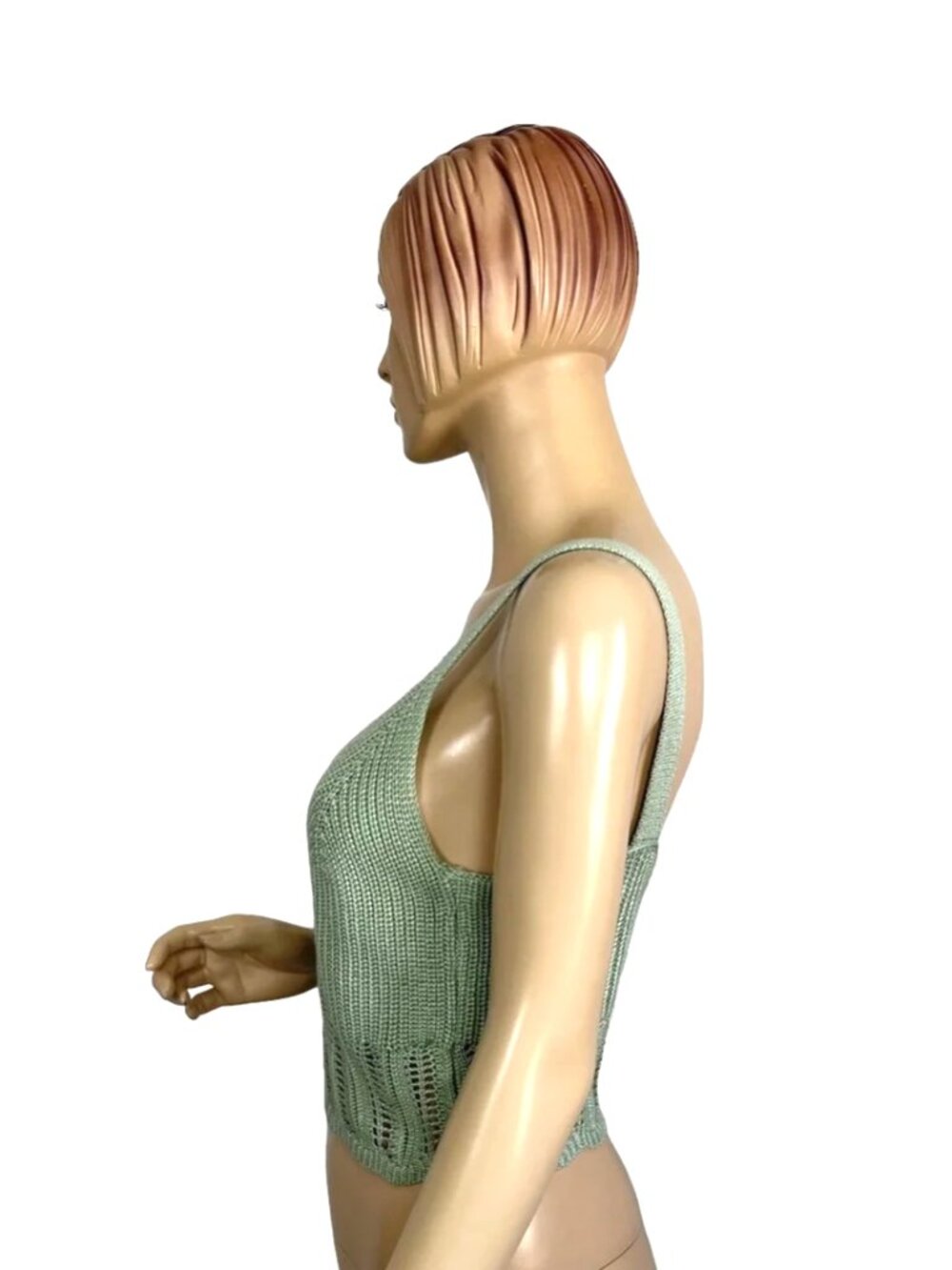 Jolie & Joy By FCT With Love Braided Lace-Up Sweater Crop Top in Sage Green - Picture 6 of 9